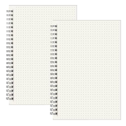 WINSAFE Dot Grid Notebook Spiral A5 Size Dotted Paper 80 sheets/160 Pages, 8.27inX5.67in - Dot 2PCS