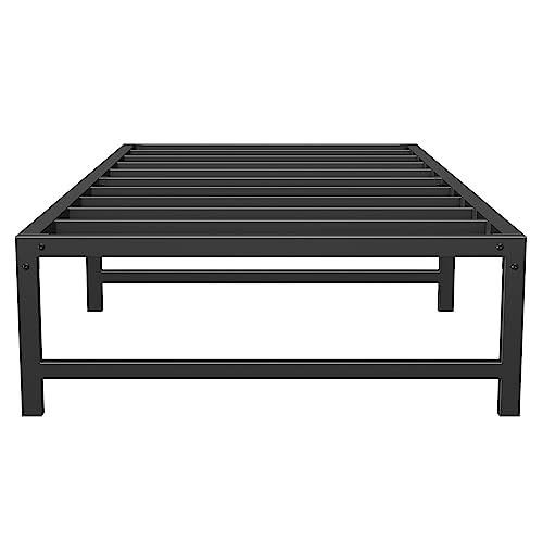 Mr IRONSTONE Twin Bed Frame, 14 Inch Platform Heavy Duty Steel Slats with Large Storage Space, Twin Size Bed Frame No Box Spring Needed, Easy Assembly, Noise-Free, Non-Slip, 1600lb Load-Bearing
