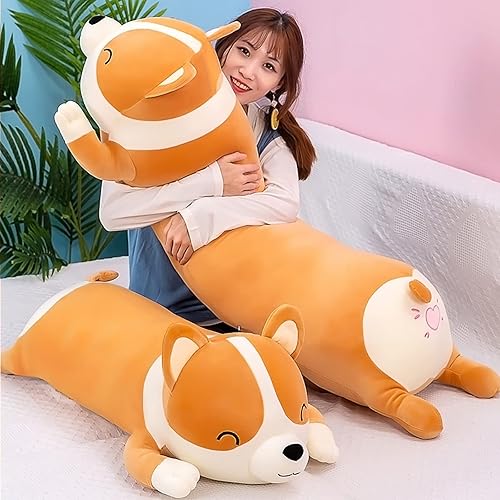 SNOWOLF Shiba Inu Plush Pillow Stuffed Animal Dog 47.2inch Cute Corgi Akita Soft Plush Toy Comfort Cushion Gifts for Girls Boys (Orange, 120cm/47.2inch) - Orange - 120cm/47.2inch