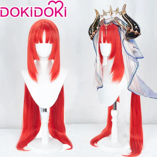 DokiDoki Game Genshin Impact Wig Cosplay Nilou Sumeru Long Red