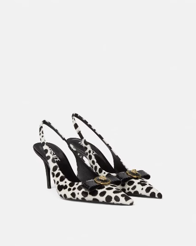 Dalmatian Gianni Ribbon Slingback Pumps 85 mm