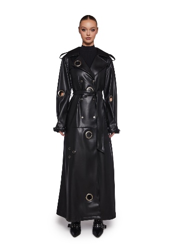 Misbehaving Motto Trench Coat | BLACK / Large