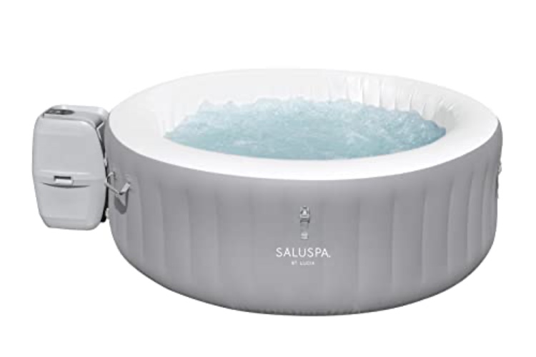Bestway St. Lucia SaluSpa 2 to 3 Person Inflatable Round Outdoor Hot Tub with 110 Soothing AirJets, Filter Cartridge, Pump, and Insulated Cover, Gray - St. Lucia (Standard) - Hot Tub Spa