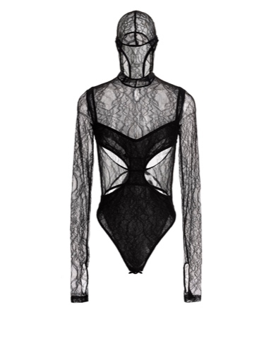 Cut-out detail lace bodysuit - XS
