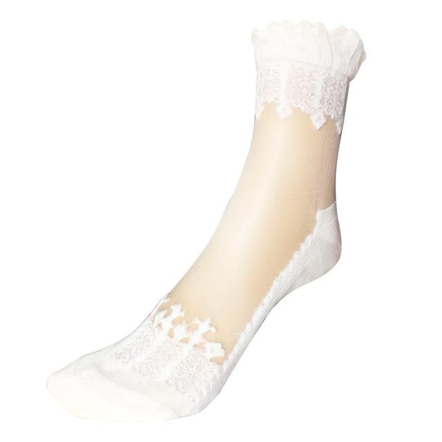 Invisible Lace Socks - White