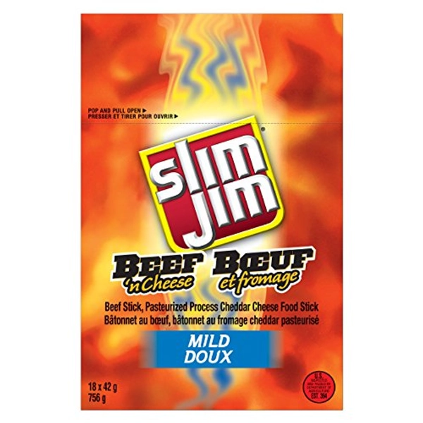 Slim Jim Beef N Cheese (Pack of 18), 42 g