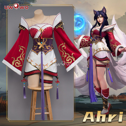 Uwowo League of Legends/LOL: Ahri Champion Nine Tailed Fox Wild Rift WR ASU Halloween Cosplay Costume - 【In Stock】S
