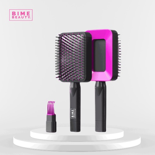 3D Self-cleaning Deluxe Rectangular Hair Brush - Rose Red