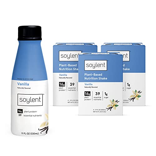 Soylent Vanilla Meal Replacement Shake, Contains 16g Complete Vegan Protein, Ready-to-Drink, 11oz, 12 Pack - Vanilla