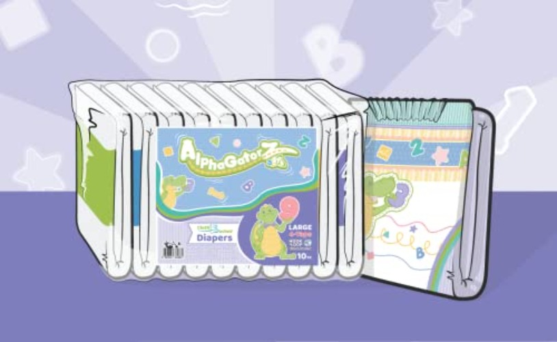 ABUniverse AlphaGatorz Adult Diapers (Pack of 10) (Extra Large) - X-Large