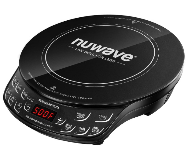 NUWAVE Flex Precision Induction Cooktop, Portable, Large 6.5” Heating Coil, Temperature from 100F to 500F, 3 Wattage Settings 600, 900, and 1300w - 