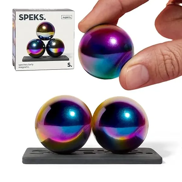 Speks Supers Magnetic Balls - Fidget Toy for Adults | Desk Toy for Office Decoration, Christmas Gift, Holiday Stocking Stuffer Present, Sensory Gadget for Stress Relief | Set of 3, Oil Slick - Oil Slick - 3 Balls