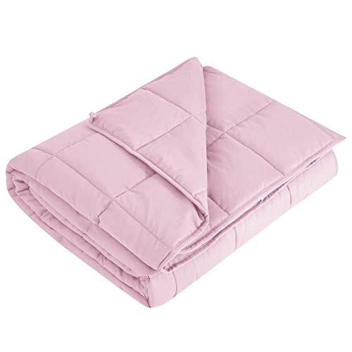 L'AGRATY Weighted Blanket - 40"x60" 10lbs Cooling Breathable Heavy Blanket Microfiber Material with Glass Beads Small Blanket for Kids All-Season Summer Fall Winter Soft Thick Comfort Blanket - Pink - 40" x 60" | 10lbs
