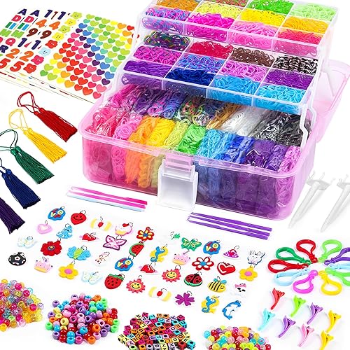 FUNZBO Rubber Band Bracelet kit - 18000+ Loom Bracelet Kit, Loom Bands for Bracelets Making Kit, Rubberband Bracelets Kit for Toddlers Girls Christmas Birthday Gift