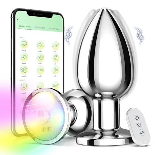 Dildos Vibrating Butt Plug Anal Plug, Rainbow Anal Sex Toys 10 Vibration Modes Anal Plug Vibrator Sex Toy, Anal Dildo Toys Buttplug Vibrators, Stainless Steel Adult Toys Dildos for Women & Couple