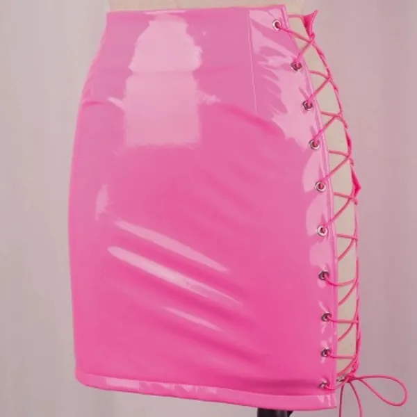 neon pink pvc skirt