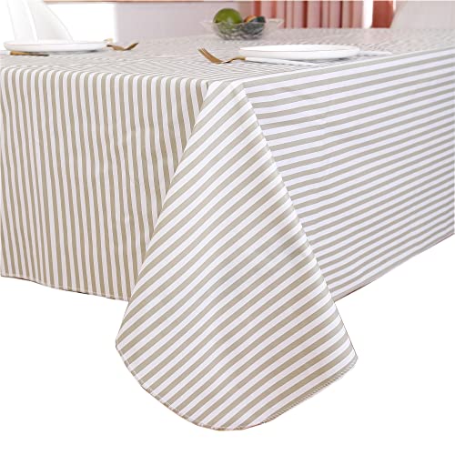 Heavy Duty Vinyl Tablecloth with Flannel Backing Waterproof Oil-Proof PVC Table Cloth Stain-Resistant Wipeable Rectangle or Square Table Cover for Indoor and Outdoor (Stripe, 52X70 Inch) - 52X70 Inch - Stripe