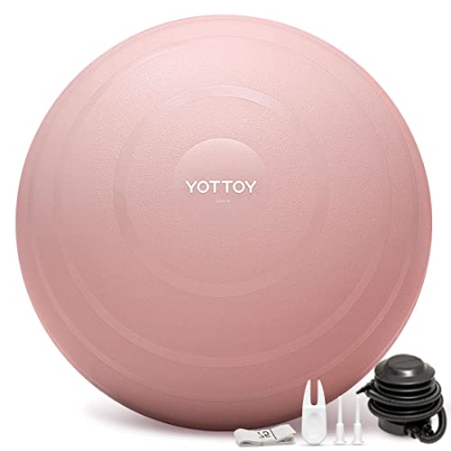 YOTTOY Anti-Burst Exercise Ball for Working Out, Yoga Ball for Pregnancy,Extra Thick Workout Ball for Physical Therapy,Stability Ball for Ball Chair Fitness with Pump - 68-75 - pink