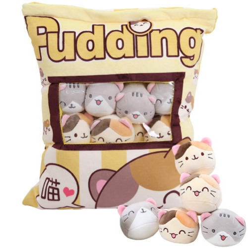 JILPAK Plush Pillow Throw Pillow, Removable Fluffy Animal Dolls, Soft Animals Doll Toy Pillow, Gifts Plush Cotton Stuffed Animals Pillow for Girls Kids, Sofa Chair Decorative Pillow, 8 Cute Cat - Yellow Cat Pudding