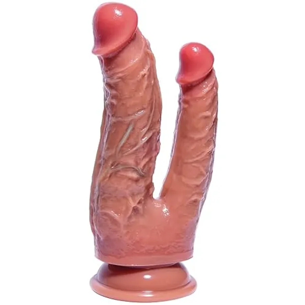 8.3 Inch Big Realistic Double Ended Dildo,Soft Liquid Silicone Double Sided Dildo, Suction Cup for Play, Flexible Dildo Headed with Curved Shaft for Vaginal G-spot and Anal Play Lesbian
