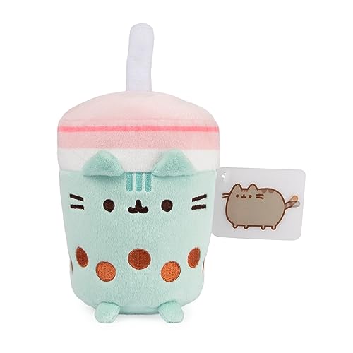 GUND Pusheen Boba Tea Cup Plush Cat Stuffed Animal for Ages 8 and Up, Green/Pink, 6” - Boba Tea Cup