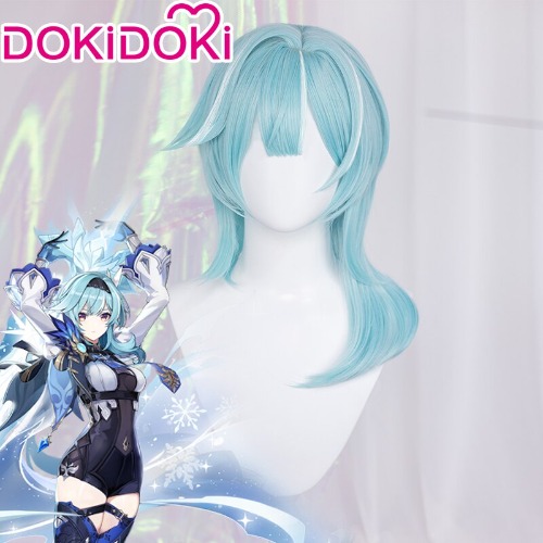 【Ready for ship】DokiDoki Game Genshin Impact Cosplay Halloween Eula Cosplay Wig Blue Wig | Eula