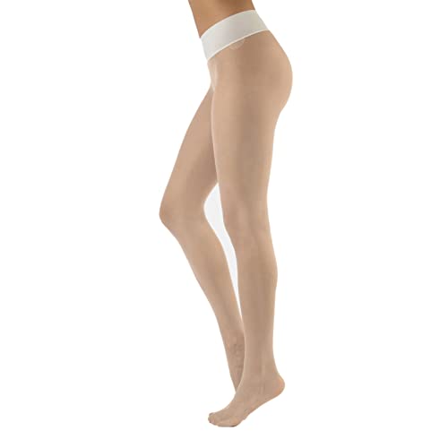 CALZITALY Seamless Sheer Tights with Comfortable Waistband, 15 Dernier Pantyhose - XX-Large - Cream