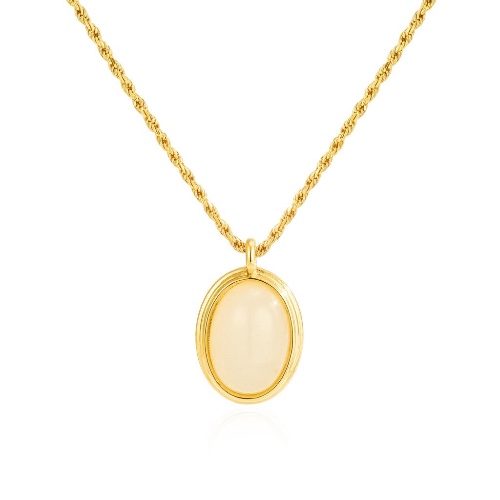 Opulent Charm Twisted Rope Necklace/18k Yellow Gold & Cymophane