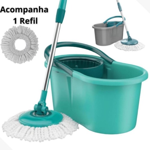 Mop Esfregao Giratorio Centrifuga Cesto 13 L Lava e Seca Cabo Extensivel