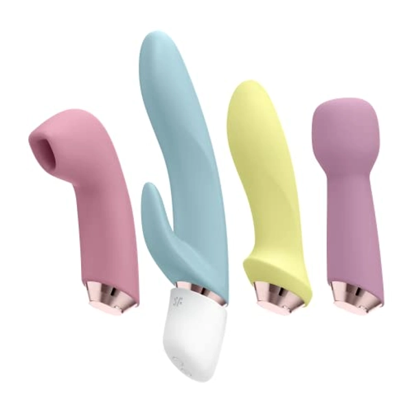 Satisfyer Marvelous Four Vibrator Set | Rabbit Vibrator | Anal Vibrator | Pressure Wave Vibrator | Full-Body Massage | Waterproof (IPX7) | Rechargeable Battery | Skin-Friendly Silicone
