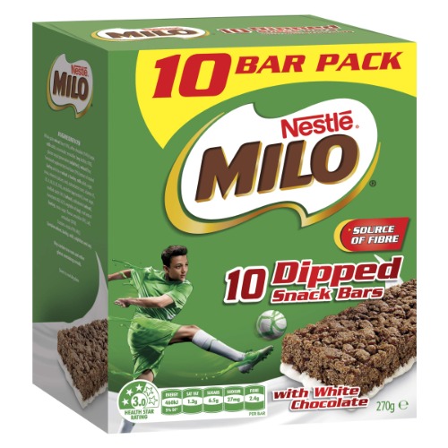 NESTLÉ MILO Snack Bars Dipped with White Chocolate, 10-Pack, 270g