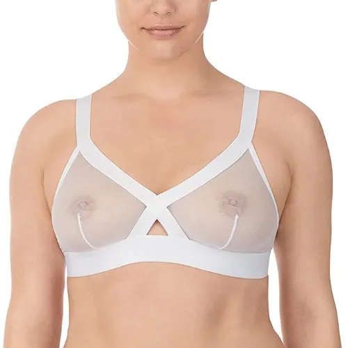 DKNY Womens Sheers Wirefree Softcup Bralette - X-Large - dark white