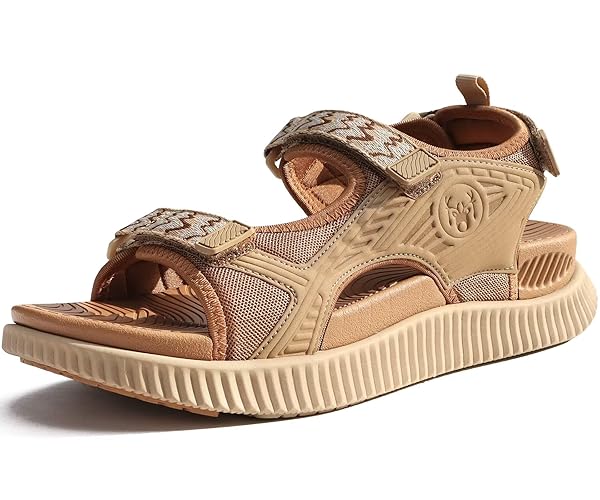 KuaiLu Womens Orthopedic Walking Sandals Recovery Sport Outdoor Hiking Water Sandles Thick Athletic Cushion Adjustable Strap Sandals with Comfortable Plantar Fasciitis Arch Support - 7 - Khaki