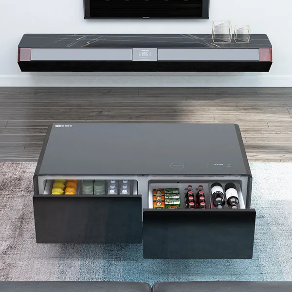 Smart Side Coffee Table With Refrigerator Bluetooth Speaker & Wireless Charging TB-135