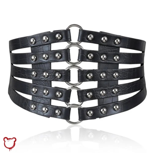 Faux Leather Metal Ring Belt