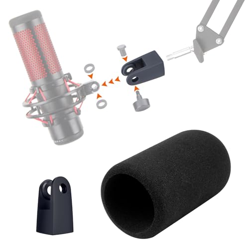 SUNMON HyperX QuadCast Pop Filter for HyperX Quad - Microphone Cover with HyperX QuadCast Microphone Mount Adapter, QuadCast Microphone Cover Noise Reduction, Adapter for 3/8" HyperX QuadCast Boom Arm - HyperX Adapter with Pop Filter