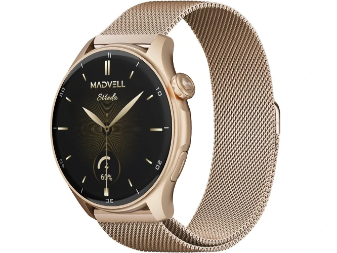 Chytré hodinky Madvell Talon 2 s GPS a bluetooth voláním pudrově zlaté s kovovým řemínkem - Madvell