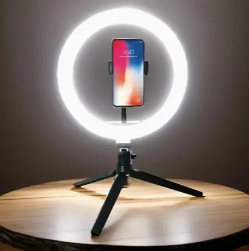 1pc 10" LED Ring Light with Adjustable Color Temperature - USB Powered Studio Lighting with 120 LEDs, 360° Rotatable Gooseneck, Tripod Stand