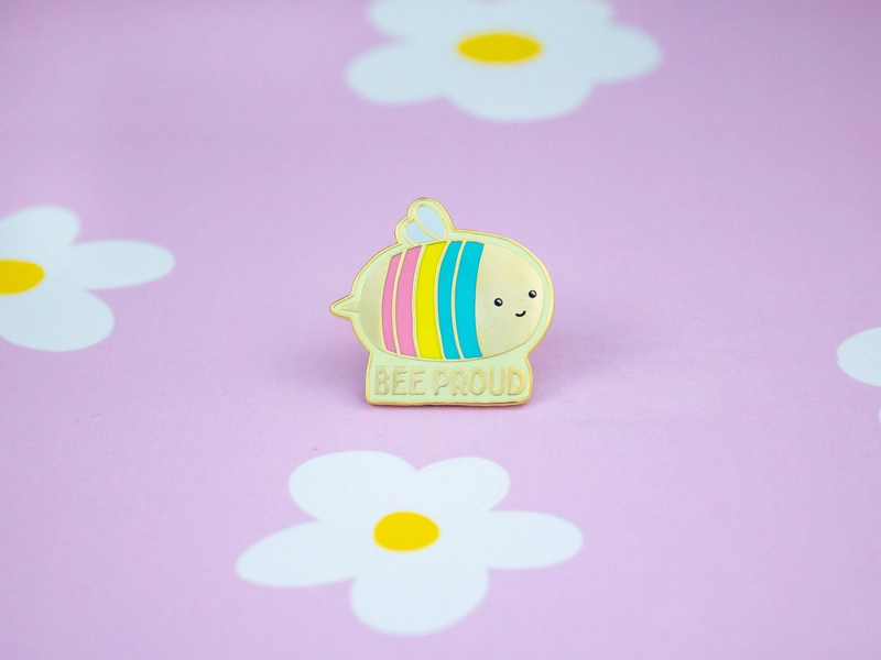Pansexual Flag Bee Proud Enamel Pin, Pride Pin, Bumblebee Pin, Pansexual Pride Gifts, LGBTQ Pin, Pan Gifts