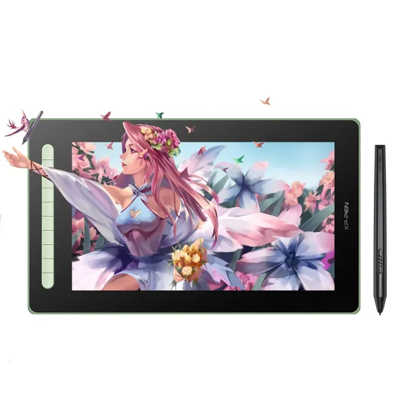 XP-PEN Artist 16 2nd Gen grafisk bricka 15,4 tums grafikskärm, X3 smart chippstift med 10 knappar för snabbåtkomst, 127 % sRGB-färgutrymme, ritdisplay för skissning, ritgrön