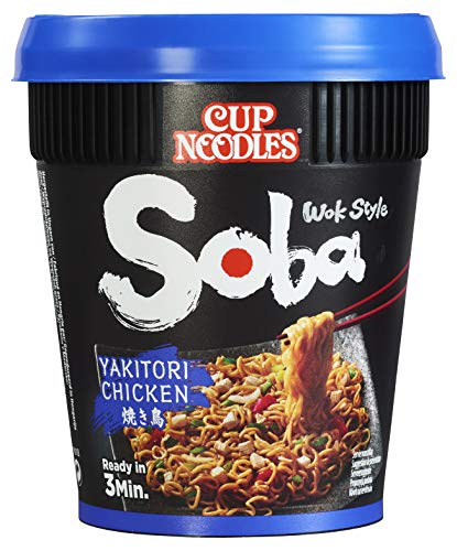 Nissin Cup Noodles Soba Cup – Yakitori Chicken, 8er Pack, Wok Style Instant-Nudeln japanischer Art, mit Würzsauce, H��hnchen & Gemüse, schnell im Becher zubereitet, asiatisches Essen, 89 g (8er Pack) - Yakitori Chicken - 89 g (8er Pack)