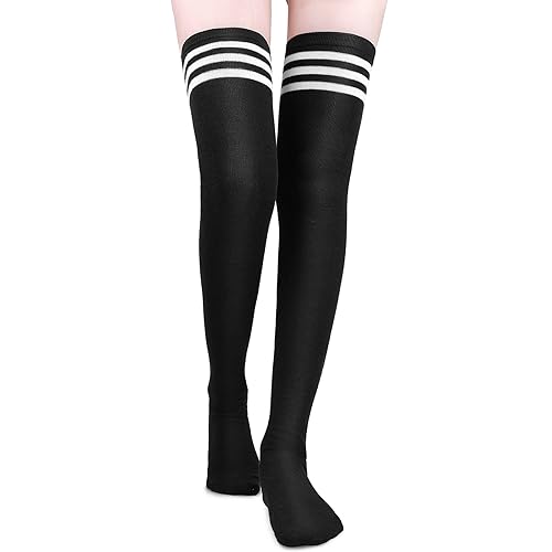Women Extra Long Thigh High Socks Over Knee Thigh High Socks for Women Warm Cosplay Black Leg Warmer High Socks for Girls