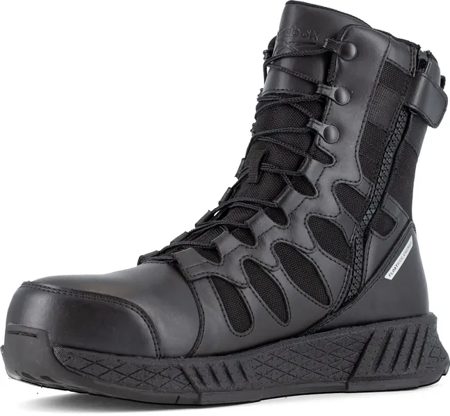 Reebok Work Floatride Energy Tactical Men's, Black, 8 Inch Side-Zip Style, Composite Toe, EH, Slip-Resistant Work Boot - 9 Black