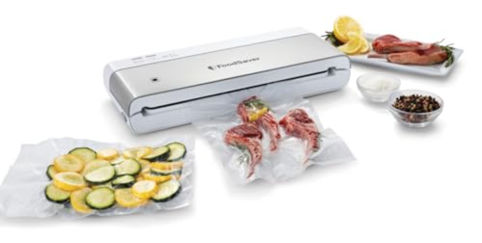 FoodSaver Compact Vacuum Sealer Machine with Sealer Bags and Roll for Airtight Food Storage and Sous Vide, White - White - Sealing Machine