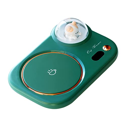 UUPOI Smart Coffee Mug Warmer, Coffee Cup Heater with Cute Cat Night Light, Auto Shut Off, 3 Temperature Setting LED Display, Electric Beverage Warmer Plate for Coffee Tea Milk Cocoa and etc., Green - Green