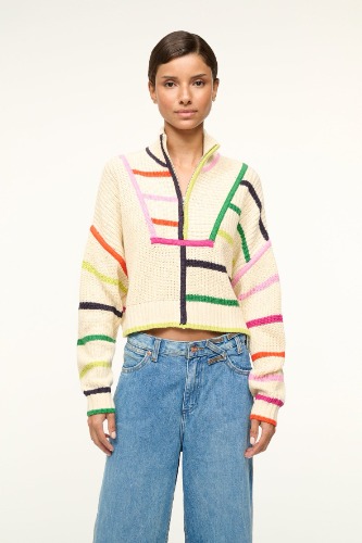 CROPPED HAMPTON SWEATER | CREAM RAINBOW MULTI | CREAM RAINBOW MULTI / S