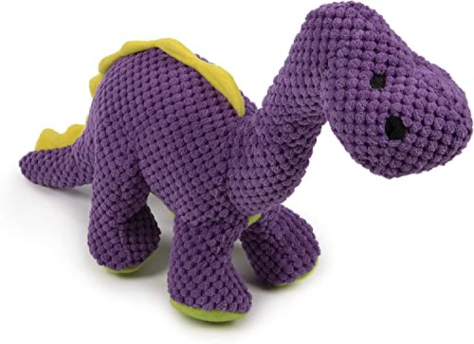goDog Checkers Dinos Bruto Squeaky Plush Dog Toy, Chew Guard Technology - Purple, Large - Checkers - Large - Checkers - Dinos Bruto (Purple)