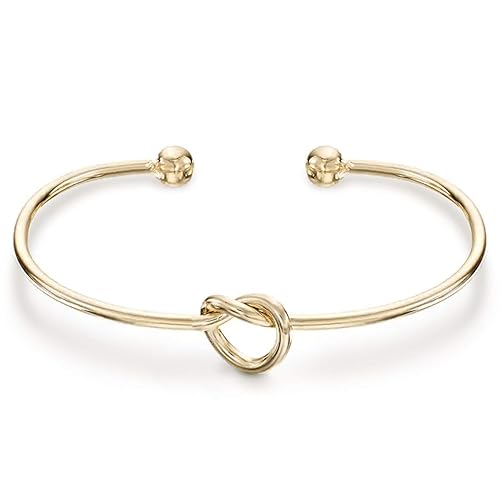 PAVOI 14K Gold Plated Forever Love Knot Infinity Bangle Bracelets for Women | Adjustable Gold Bangle Bracelet for Women - Yellow Gold