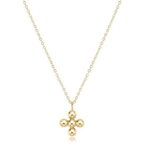 16" Necklace Gold - Classic Beaded Signature Cross Gold Charm - 4mm Bead Gold | Default Title