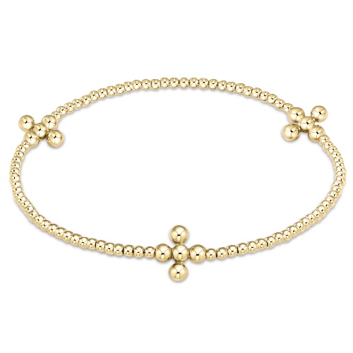 Signature Cross Gold Pattern 2mm Bead Bracelet - Classic Beaded Signature Cross Gold - 3mm Bead Gold | Default Title